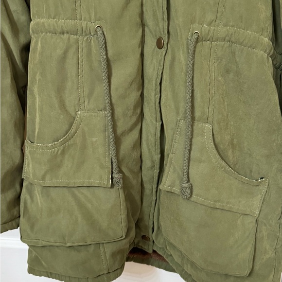 Retro Z&I Army Green High End Soft Fur Lined Parka Jacket Women’s M MINTY - Picture 4 of 10